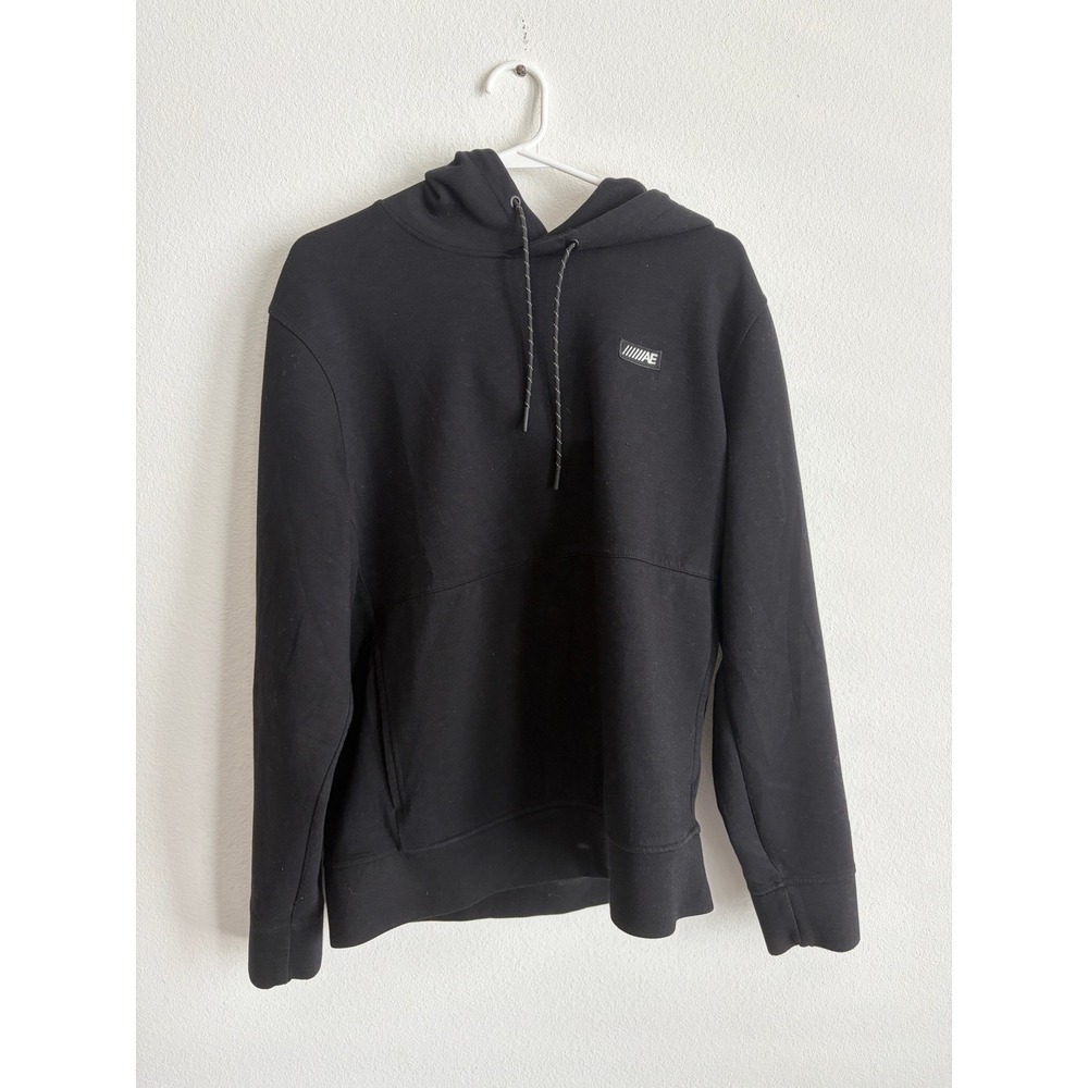 American Eagle Mens Black Activewear Hoodie Sweatshirt Size Medium AE Logo